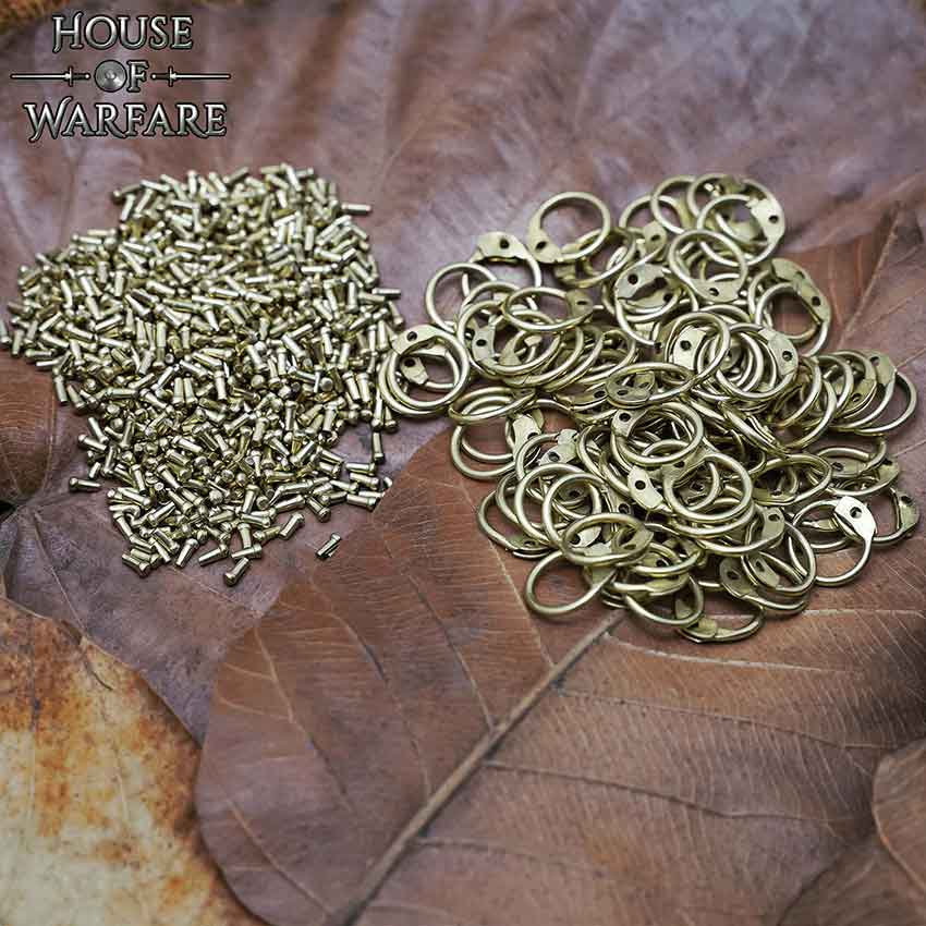 Brass Round Ring Round Riveted Chainmail Rings by Medieval Collectibles