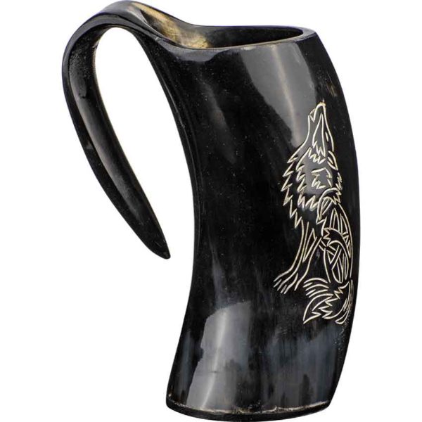 Howling Wolf Horn Tankard