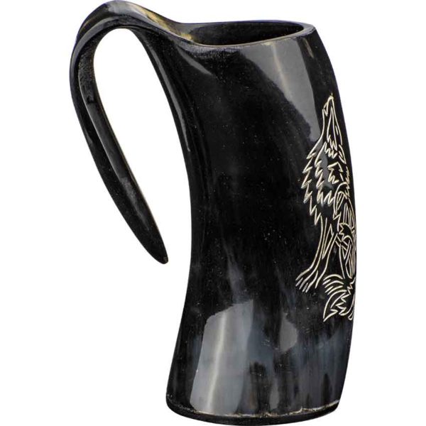 Howling Wolf Horn Tankard