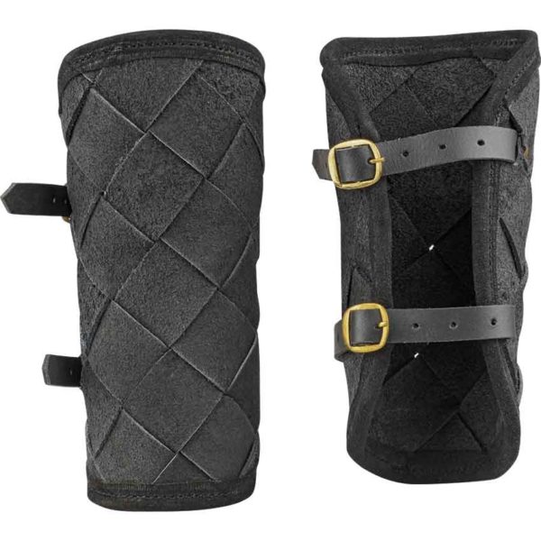 Viking Leather Bracers - Black