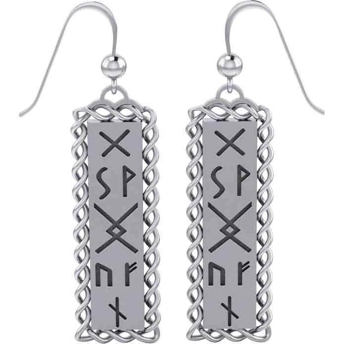 Silver Runes of Woden Earrings