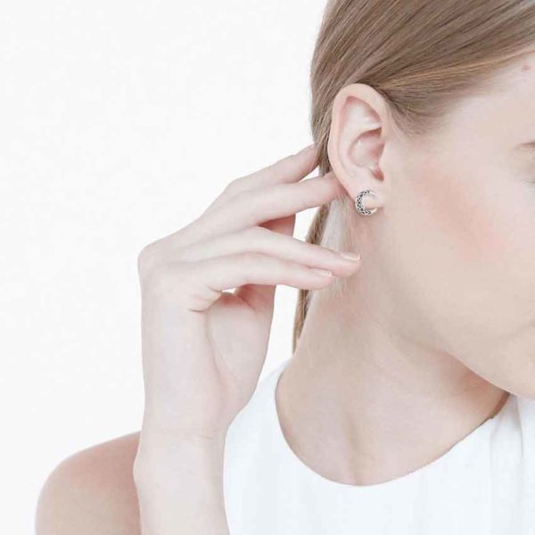 Silver Celtic Moon Post Earrings