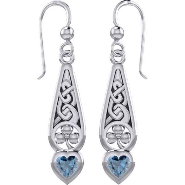 Silver Shamrock and Heart Knotwork Earrings