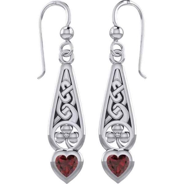 Silver Shamrock and Heart Knotwork Earrings