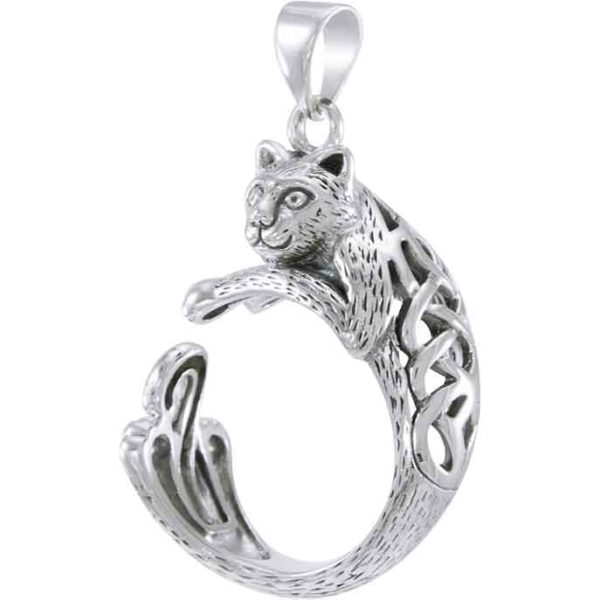 Sterling Silver Celtic Cat Pendant