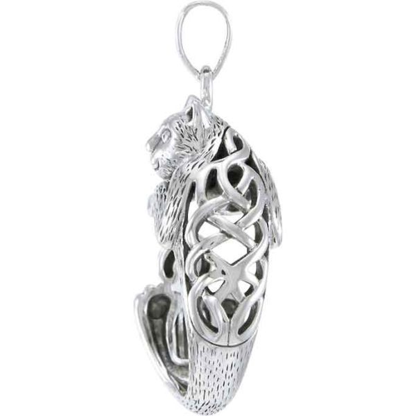 Sterling Silver Celtic Cat Pendant