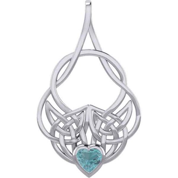 Silver Celtic Knotwork with Heart Gemstone Pendant