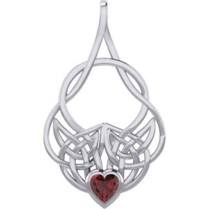 Silver Celtic Knotwork with Heart Gemstone Pendant
