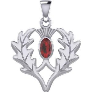 Silver Thistle with Gemstone Pendant