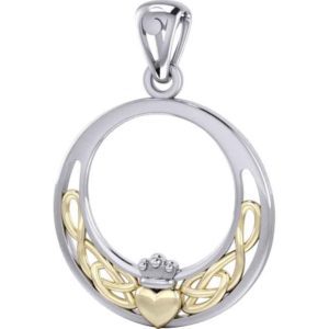 Silver Irish Claddagh Knotwork Pendant