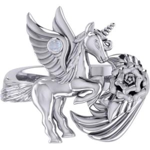 Sterling Silver Unicorn with Gemstone Ring