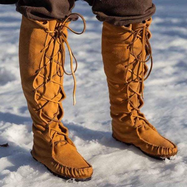 Suede Medieval High Boots - Brown