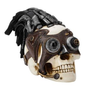 Wire Hair Steampunk Skull Statue