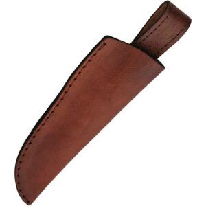 Leather Stacked Damascus Bowie Knife