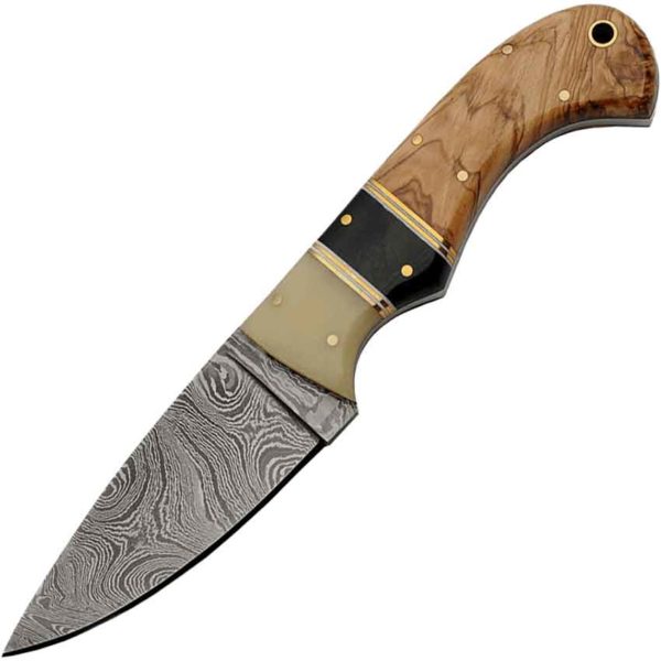 Tri-Wood Layered-Steel Skinner Knife