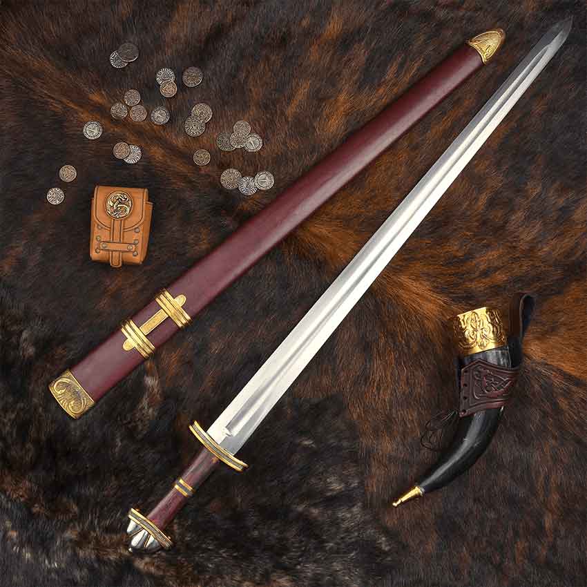 thumbnail image 2 of Hand Forged Damascus Steel Viking Sword – Battle Ready, Full Tang, With Sheath – Battleready Blades 2 of 3