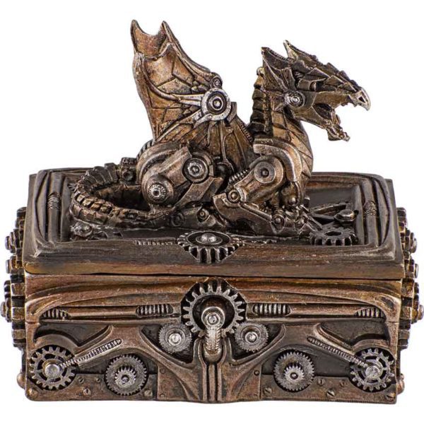 Steampunk Geared Dragon Trinket Box