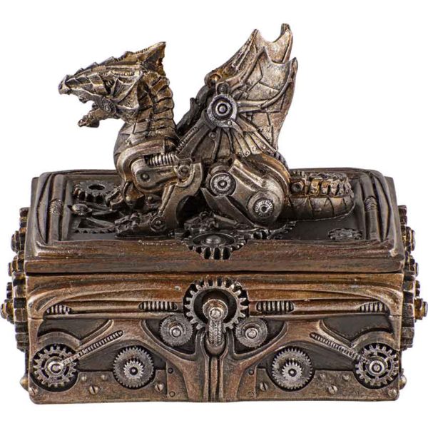 Steampunk Geared Dragon Trinket Box