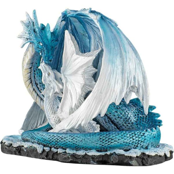 Blue and White Dragon Family Statue