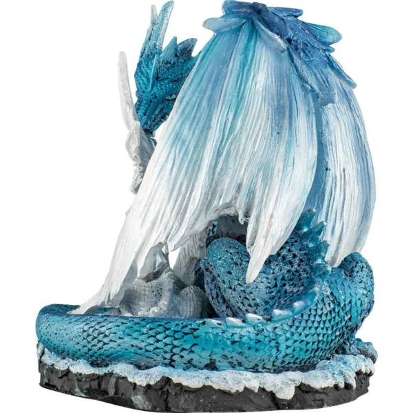 Blue and White Dragon Family Statue