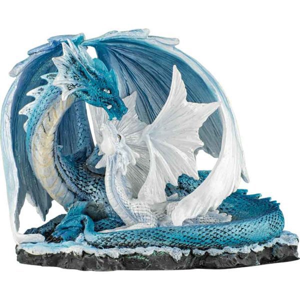 Blue and White Dragon Family Statue