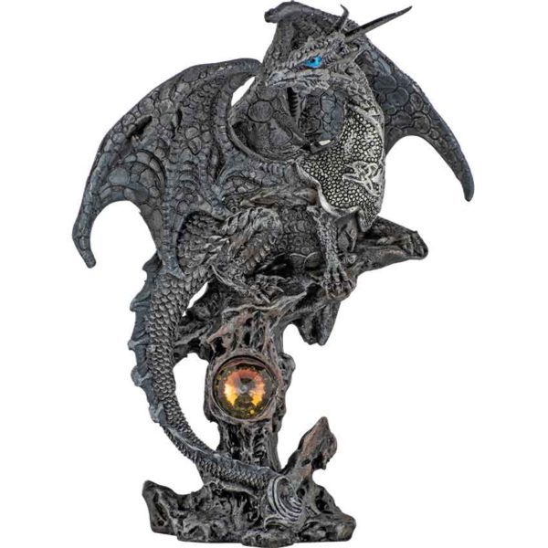 Jeweled Gray Dragon Statue