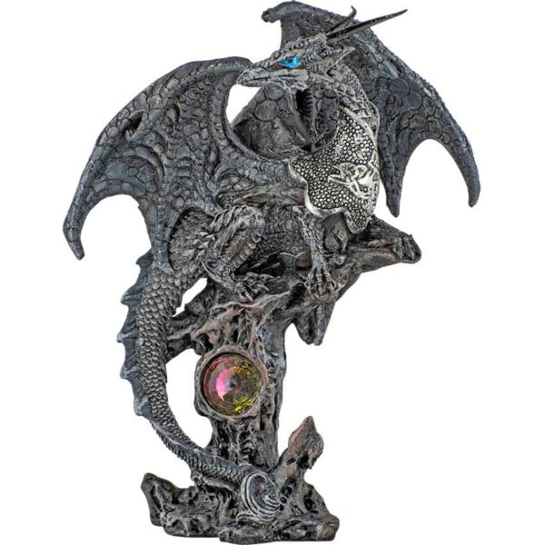 Jeweled Gray Dragon Statue