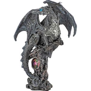Jeweled Gray Dragon Statue