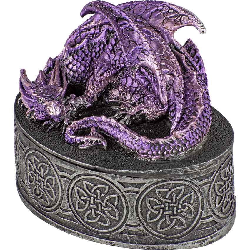Celtic Purple Dragon Trinket Box