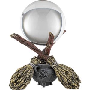 Broom and Cauldron Gazing Ball