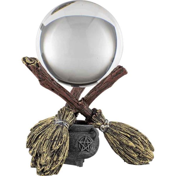 Broom and Cauldron Gazing Ball