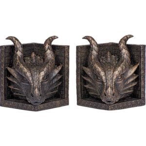 Bronze Dragon Head Bookend Set