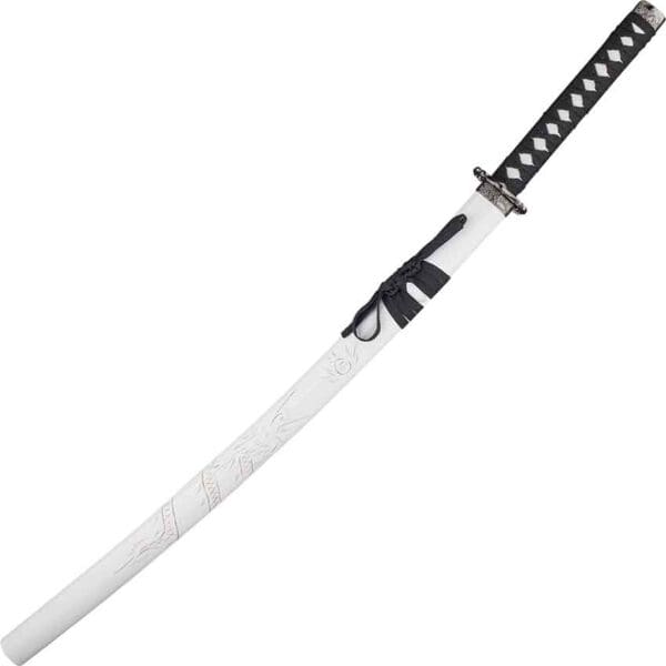Carved Dragon White Saya Katana
