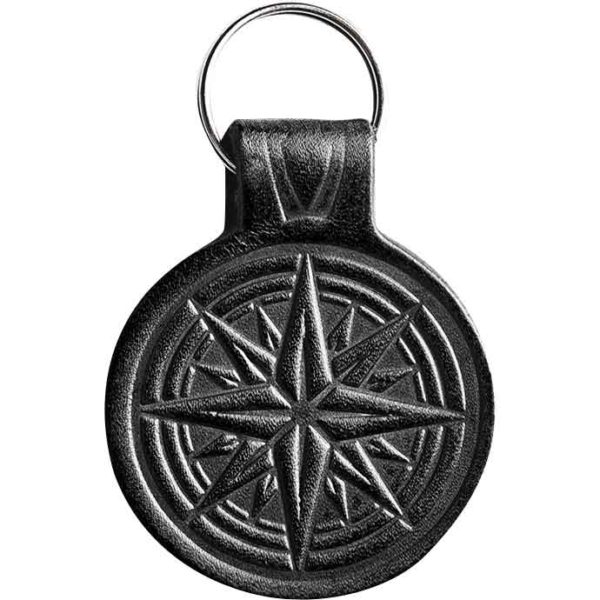 Compass Star Leather Key Chain