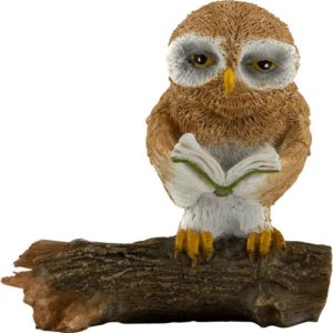 Owl Reading on a Log Statue