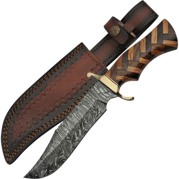 Herringbone Wood Sawback Hunting Knife