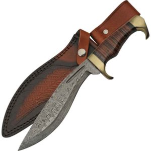 Stacked Leather Damascus Kukri