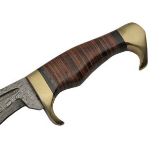 Stacked Leather Damascus Kukri