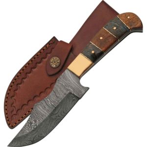 Curved Spine Damascus Hunter Knife