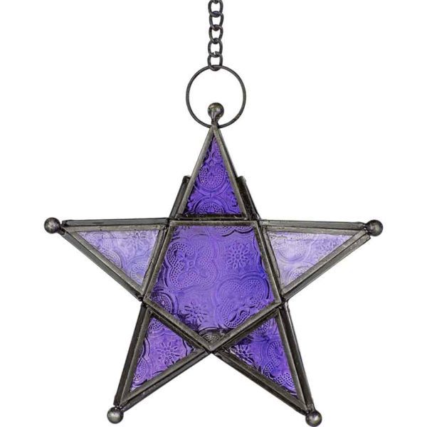 Purple Glass Star Tealight Lantern