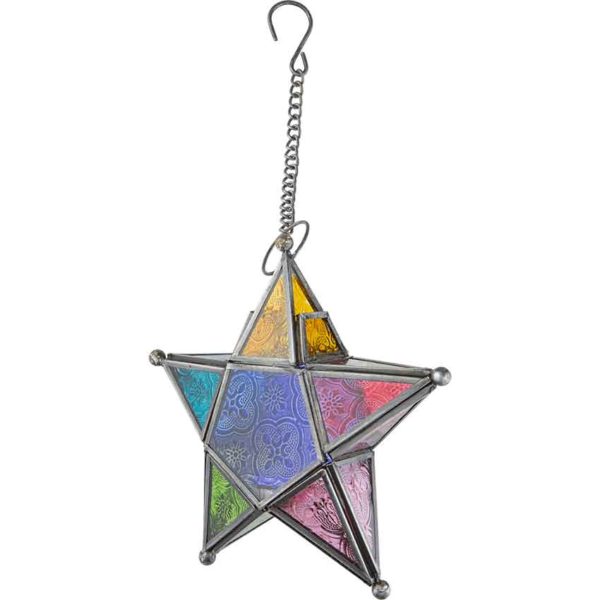 Multi-Color Glass Star Tealight Lantern