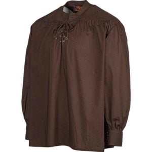 Laced Collar Medieval Shirt - Brown
