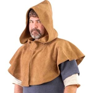Light Brown Medieval Suede Hood