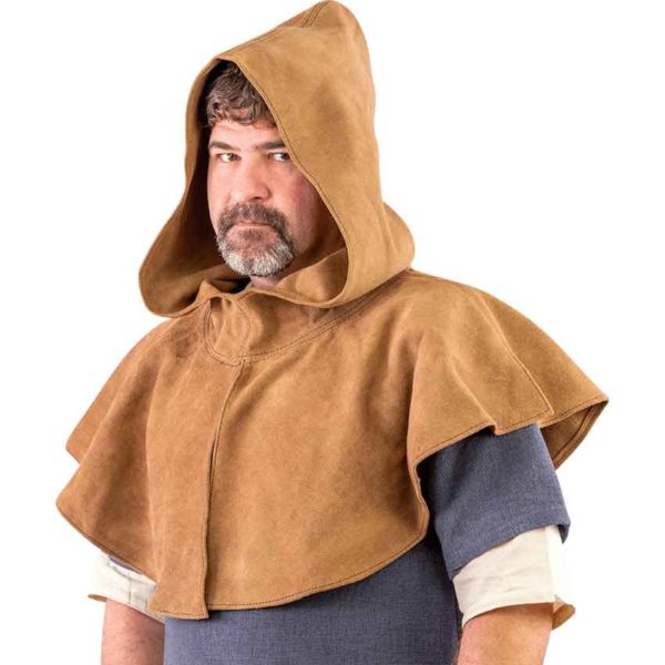 Light Brown Medieval Suede Hood