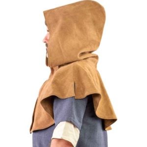 Light Brown Medieval Suede Hood