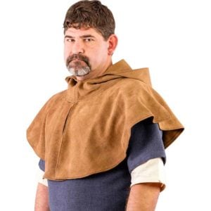 Light Brown Medieval Suede Hood