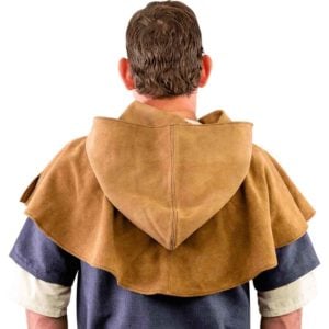 Light Brown Medieval Suede Hood