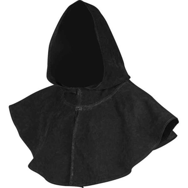 Black Medieval Suede Hood