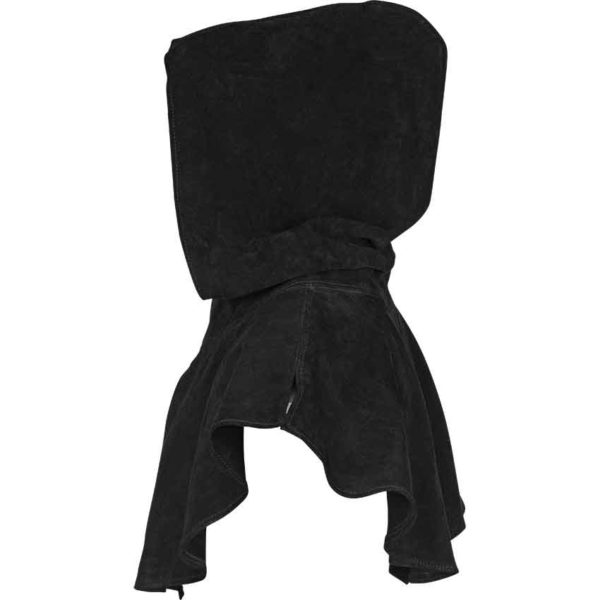 Black Medieval Suede Hood