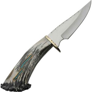 Filework Elk Antler with Turquoise Skinner